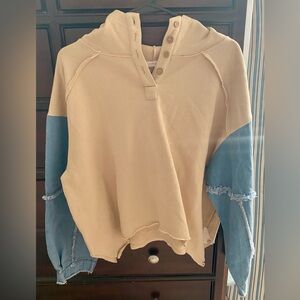 Beige and Blue Hoodie